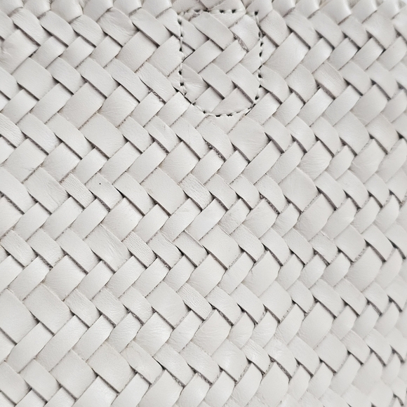 New! Madewell Handwoven Mini Tote Woven Leather Bag in Alabaster - Picture 14 of 16